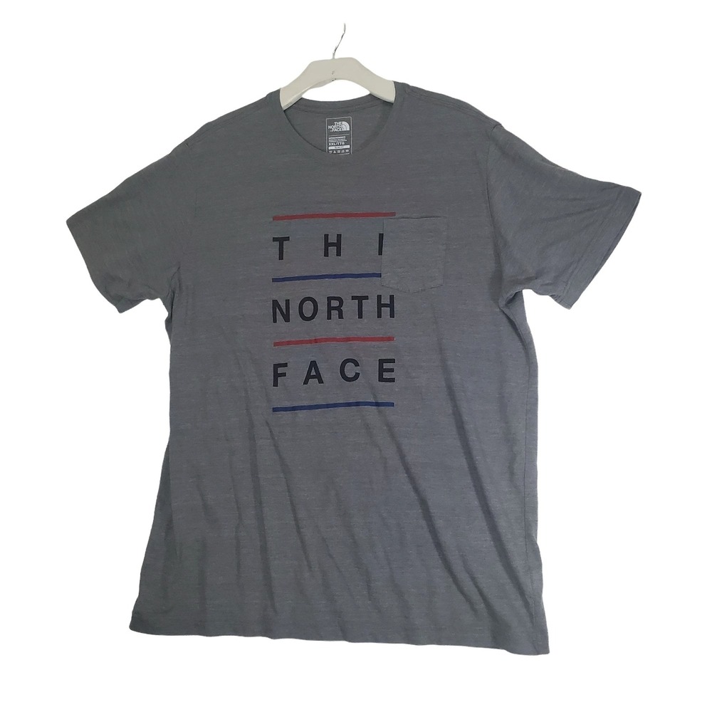 The North Face Mens Gorp Granola Pocket Tee Top XXL Shirt Gray Slim Fit Graphic